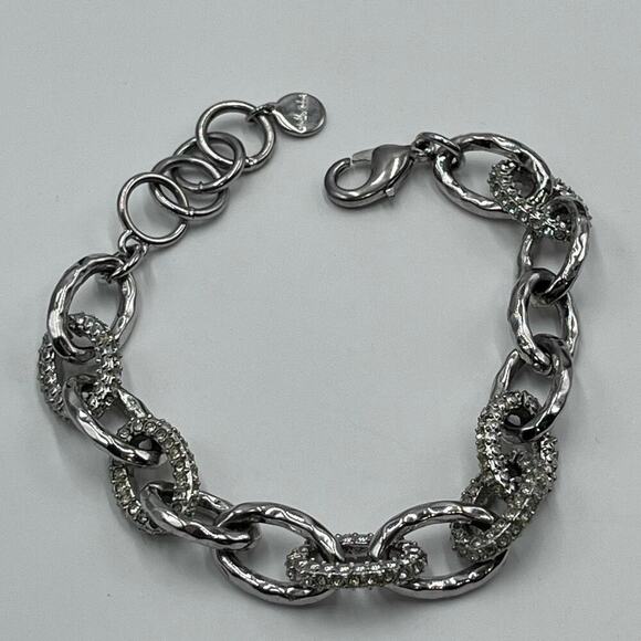 Stella & Dot Christina Chain
Link Silver tone Pave Crystal Bracelet - Picture 1 of 11